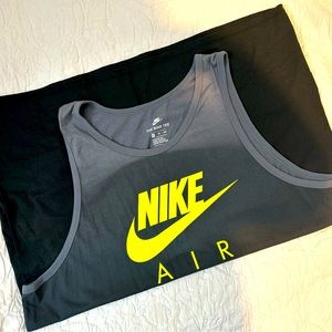 Men’s Nike Tee Tank, NWOT, XXL Neon Nike Air Chest Logo, Grey/Black Gradating